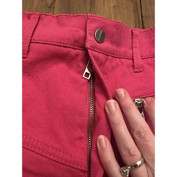 Zara Woman Hot Pink Pants Jeans Size Medium Ankle Zip Straight Leg Slim Coastal - Picture 8 of 16